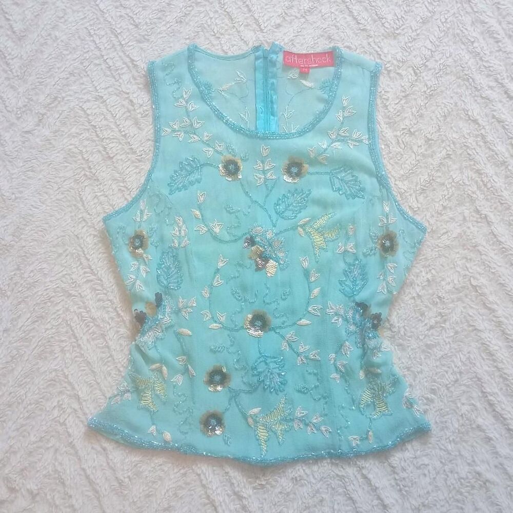 Y2K Aftershock Beaded Sequin Floral Mermaid Top